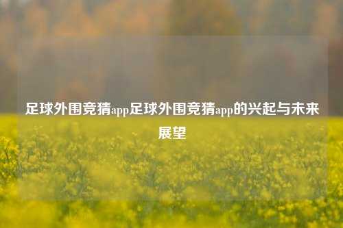 足球外围竞猜app足球外围竞猜app的兴起与未来展望