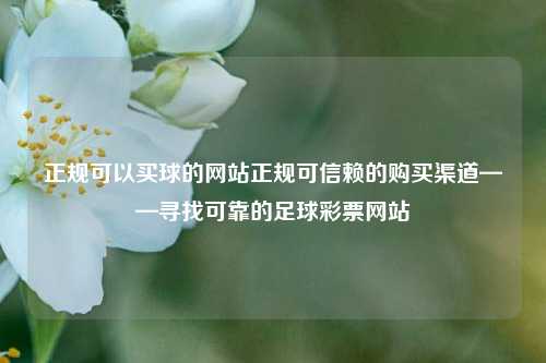正规可以买球的网站正规可信赖的购买渠道——寻找可靠的足球彩票网站