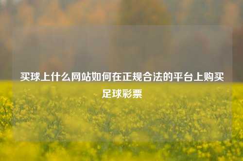 买球上什么网站如何在正规合法的平台上购买足球彩票