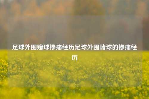 足球外围赌球惨痛经历足球外围赌球的惨痛经历
